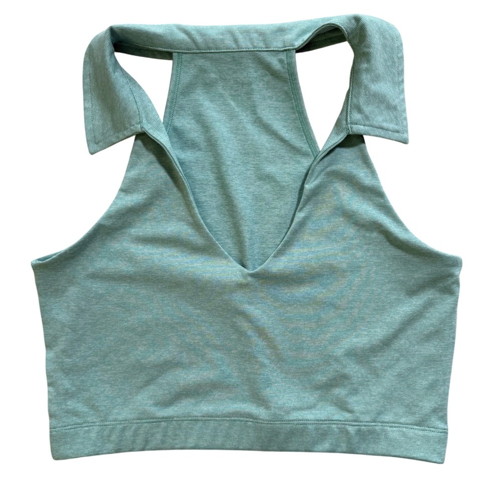 Outdoor Voices Collared Racerback Crop Top Sage Green Heather Womens Medium